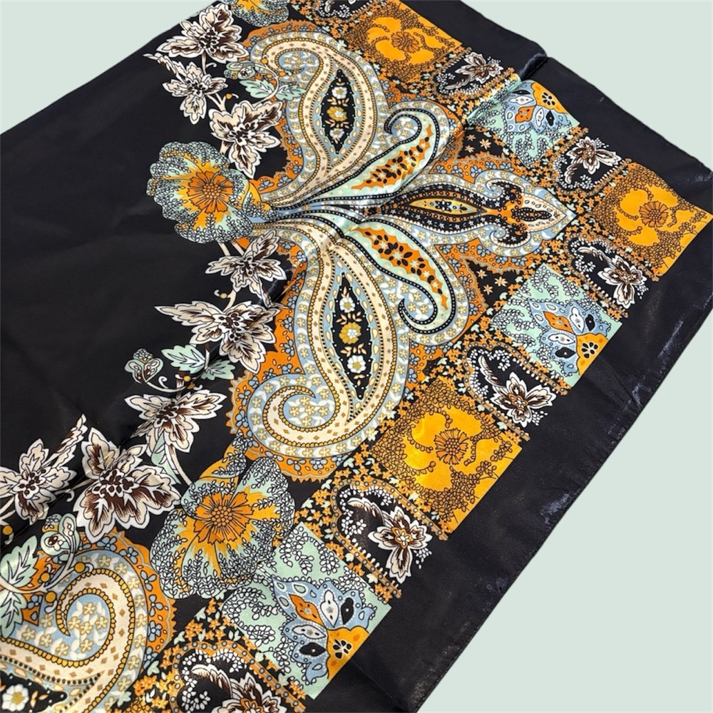 Black and Orange Paisley Scarf